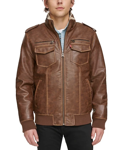 Levi's Men's Sherpa Lined Faux Leather Aviator Bomber