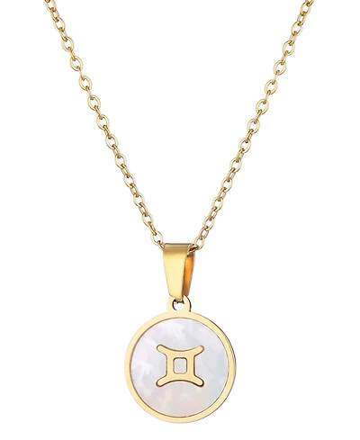 Adornia Tarnish Resistant Gold Mother of Pearl Zodiac Necklace