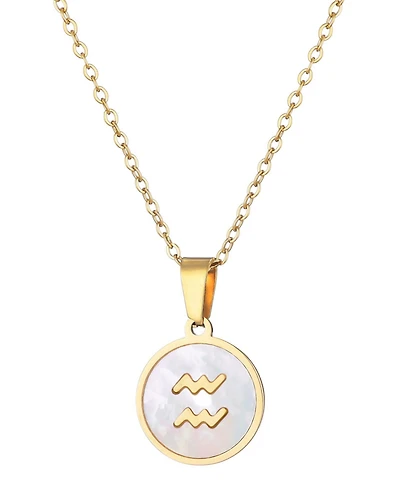 Adornia Tarnish Resistant Gold Mother of Pearl Zodiac Necklace