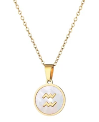 Adornia Tarnish Resistant Gold Mother of Pearl Zodiac Necklace