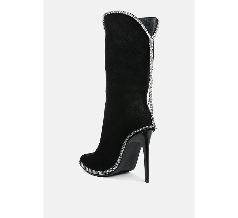Ashipa Diamante Chain Detail Calf Boots Women