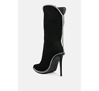Ashipa Diamante Chain Detail Calf Boots Women
