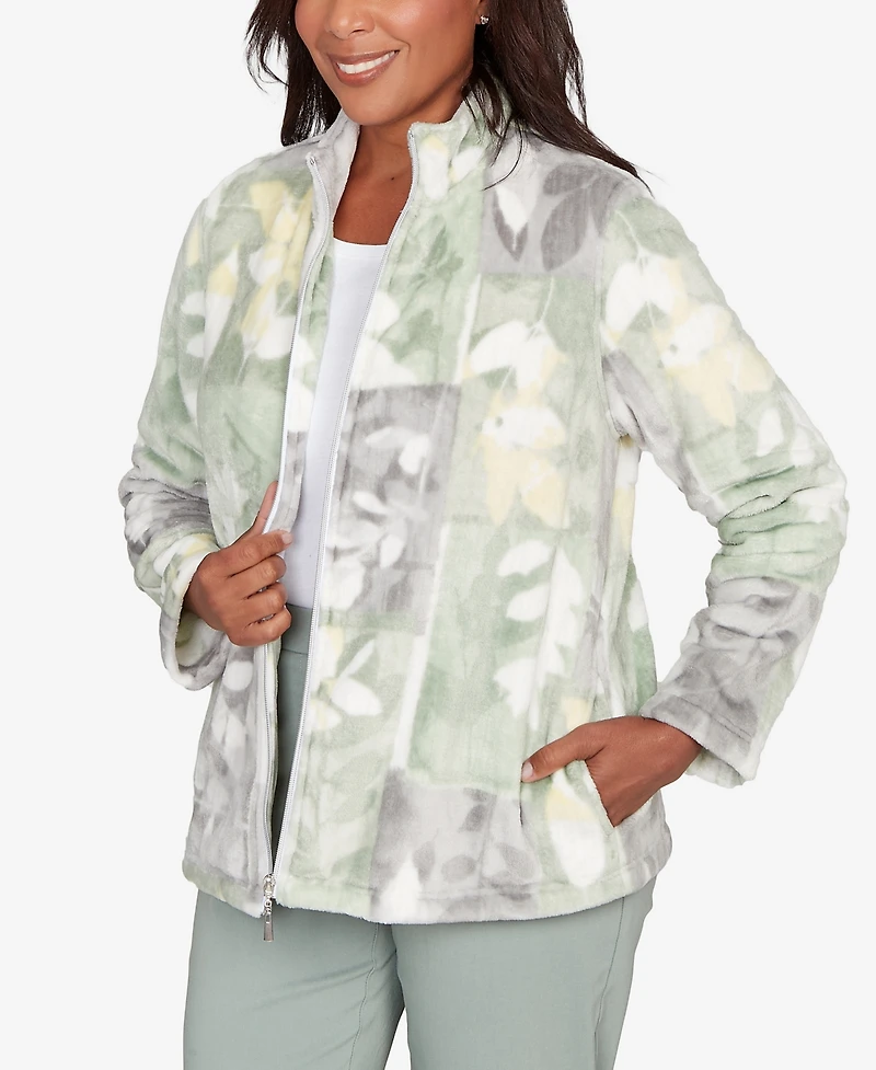 Alfred Dunner Stockbridge Leaf Patchwork Cozy Knit Jacket