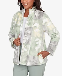 Alfred Dunner Stockbridge Leaf Patchwork Cozy Knit Jacket