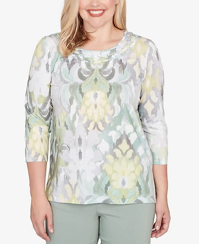 Alfred Dunner Stockbridge Ikat Medallion Pattern Soft Knit Top