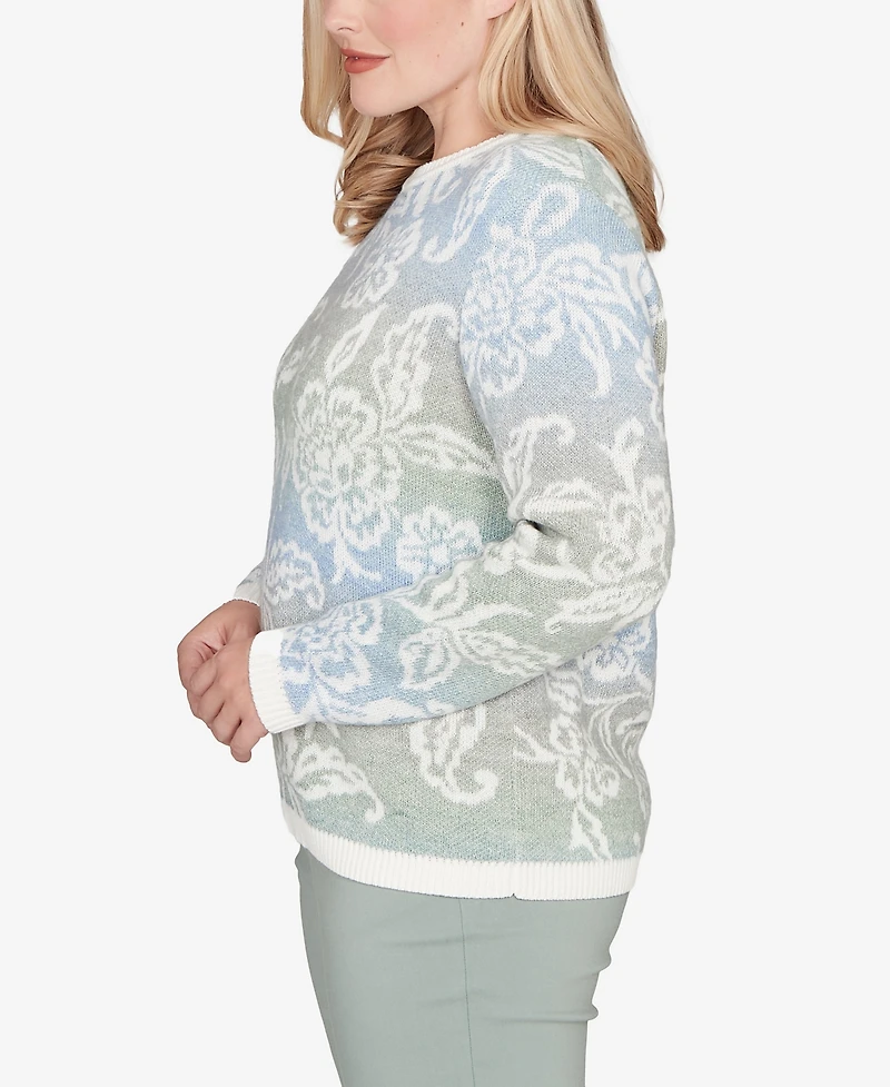 Alfred Dunner Stockbridge Soft Paisley Ombre Sweater