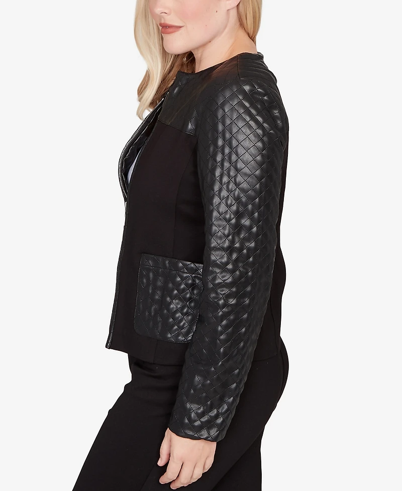 Alfred Dunner Barcelona Zip Front Stretch Ponte Jacket