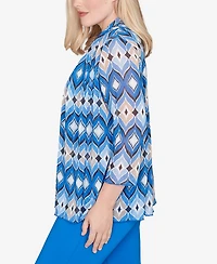 Alfred Dunner Barcelona Geometric Mesh 2-In-1 Top with Necklace