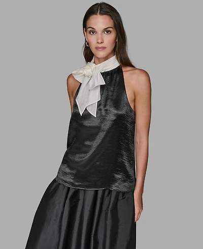 Karl Lagerfeld Paris Women's Halter Bow Neck Top