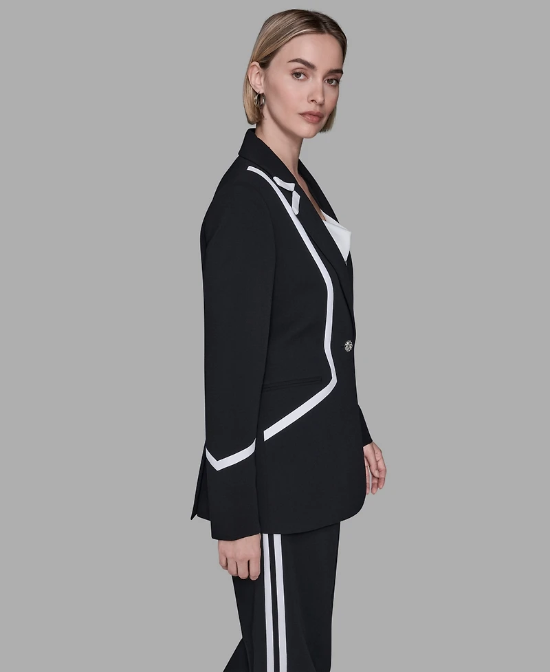 Karl Lagerfeld Paris Women's Collar Contrast Trim Blazer