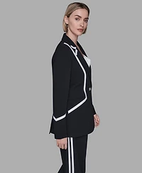 Karl Lagerfeld Paris Women's Collar Contrast Trim Blazer