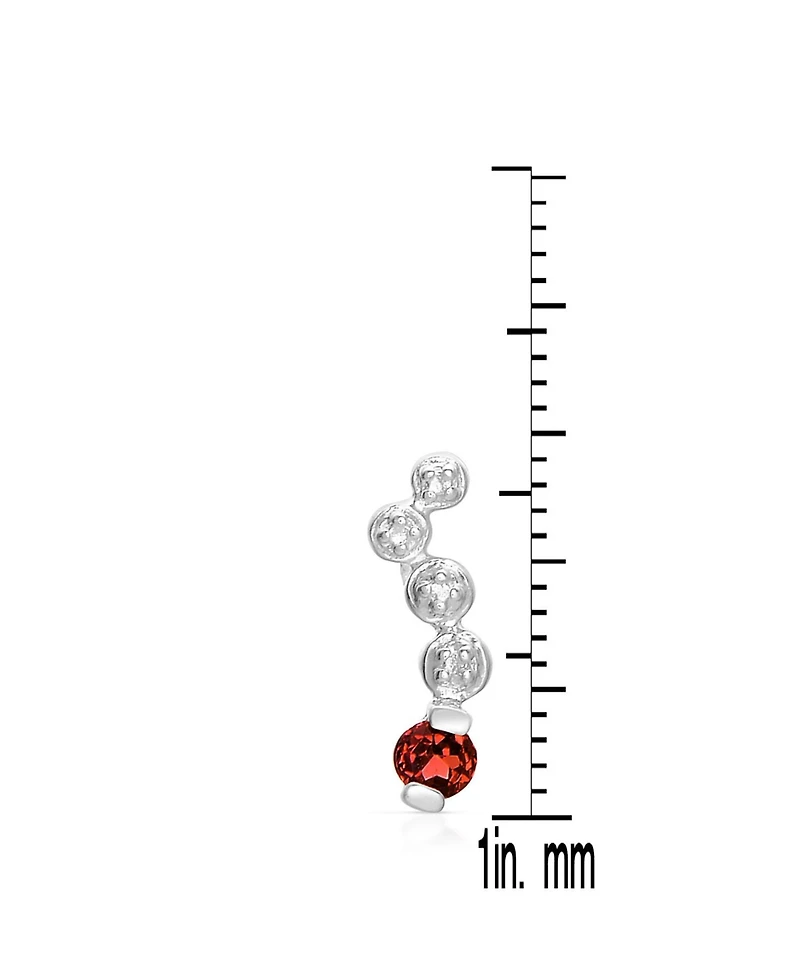 Genevive Sterling Silver White Gold Plated with Genuine Red Cubic Zirconia Dna Earrings