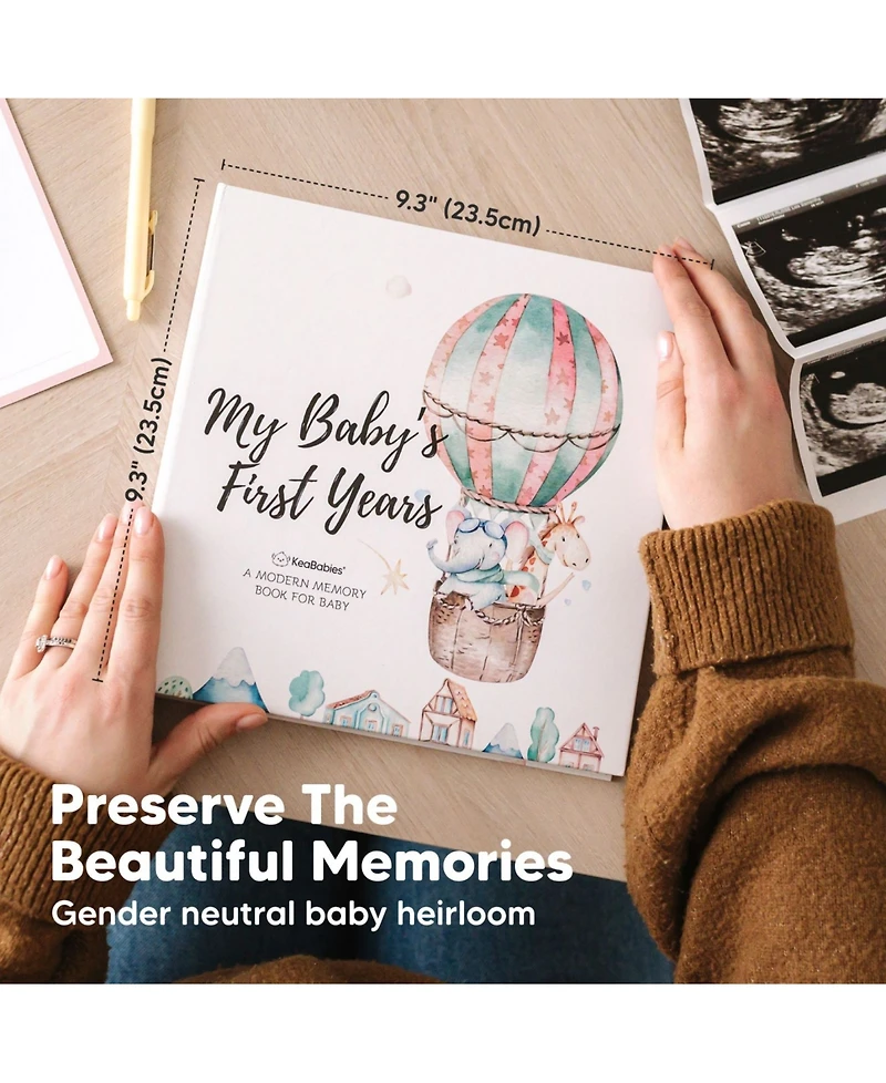 KeaBabies Craft Baby Memory Book, First 5 Years Books, 90 Pages Keepsake Milestone Journal for Girls, Boys