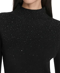 Halston Women's Embellished Long Sleeve Turtle Neck Top
