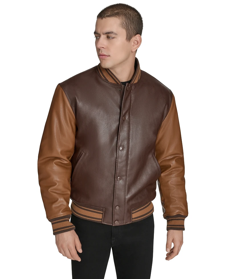 Champion Men's Faux Leather Varsity Jacket