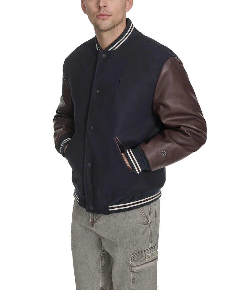 Champion Men's Mixed Media Varsity Jacket