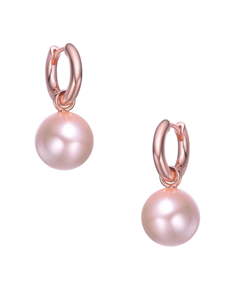 Rachel Glauber Round Colored Pearl Drop Hoop Earrings