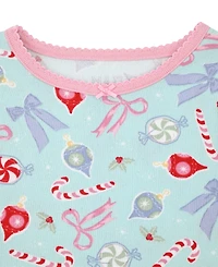 Max & Olivia 12M-5T Girls 3-Piece Snug Fit Holiday Long Sleeve T-Shirt, Pants and Socks Pajama Set