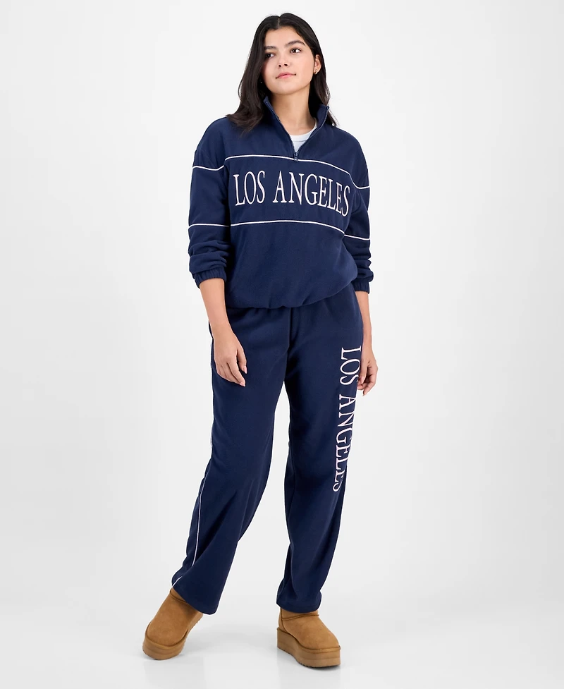Rebellious One Juniors' Los Angeles Quarter-Zip Fleece Top