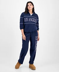 Rebellious One Juniors' Los Angeles Quarter-Zip Fleece Top