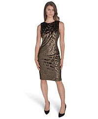 Halston Women's Sleeveless Embossed Velvet Sheath Dress