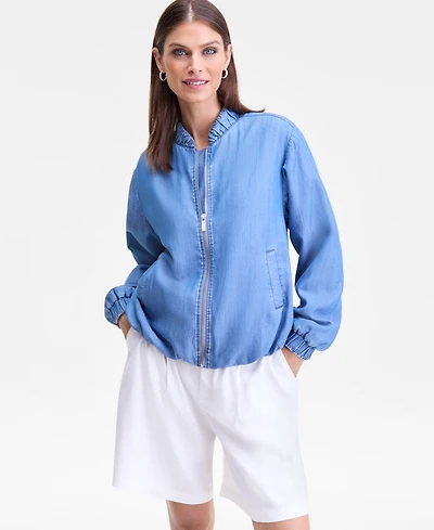 I.n.c. International Concepts Women's Chambray Bomber Jacket, Macy's Exclusive