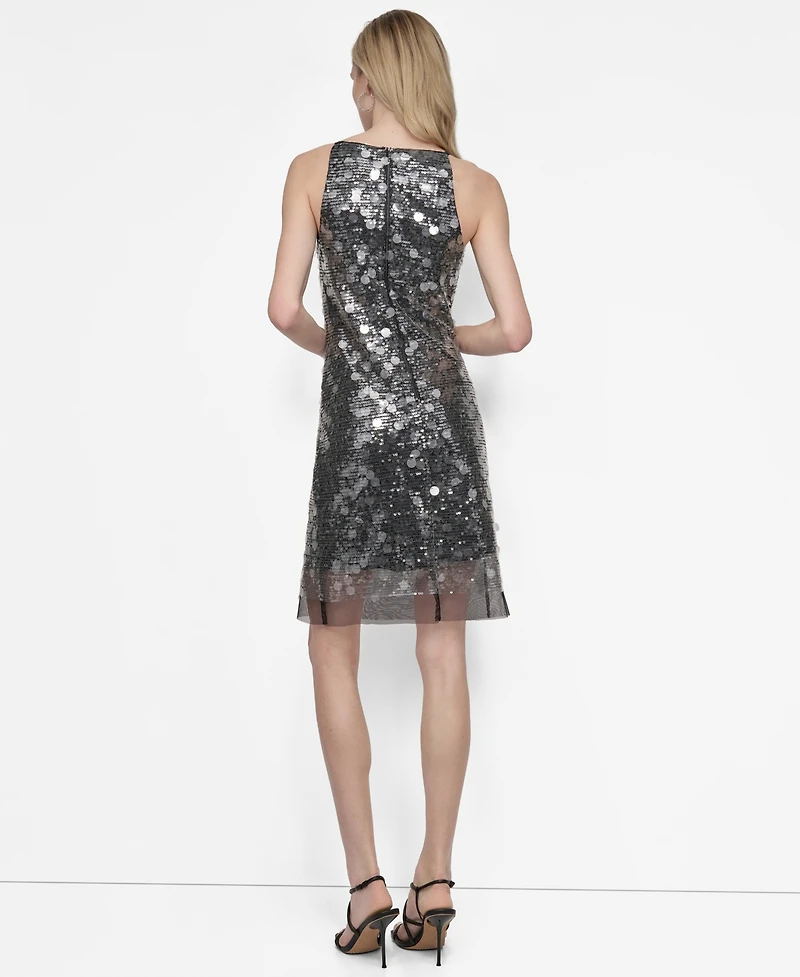 Dkny Women's Sleeveless Jewel Neck Sequin Sheath Dress