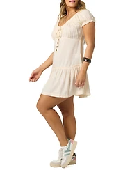 O'Neill Juniors' Maggie Tie-Neck Short-Sleeves Mini Dress