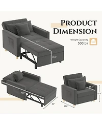 Aecojoy 36" Sleeper Chair, Convertible Chair Bed for Adults, 3-in-1 Pull Out Sofa Chair