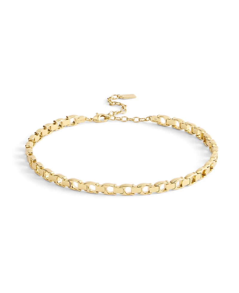 Coach Gold Beveled Signature C Link Choker Necklace