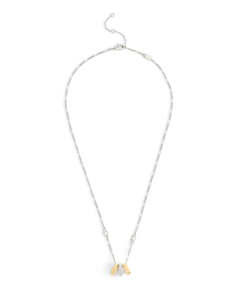 Coach Two-Tone Signature Signet Rondelle Pendant Necklace