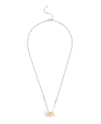 Coach Two-Tone Signature Signet Rondelle Pendant Necklace
