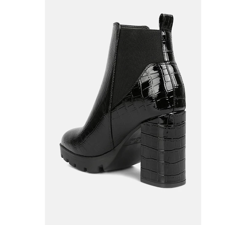 Womens foxy faux leather croc chelsea boots