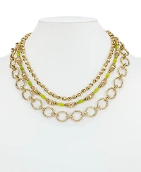 Patricia Nash Beaded Green and Antique Gold-Tone Modern Modular Necklace