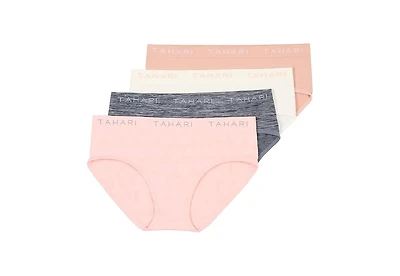 Tahari Girls 4-Pack Seamless Solid Color Hipsters with Logo Waistband