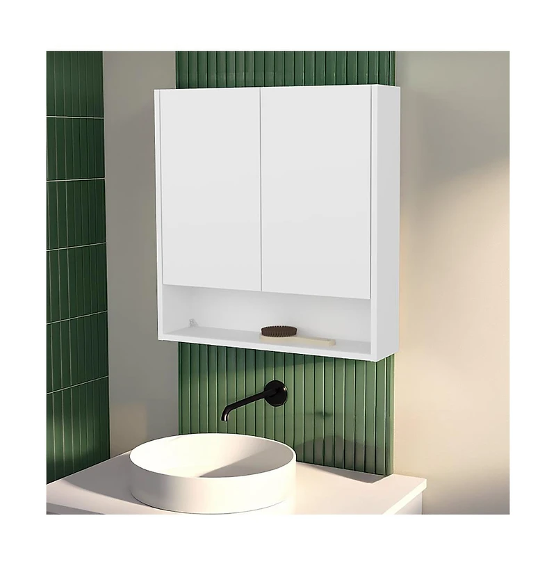Fm Furniture Gaviota Wall-Mounted Medicine Cabinet, Two Doors, Three Interior Shelves, Modern Bathroom Storage Unit, White