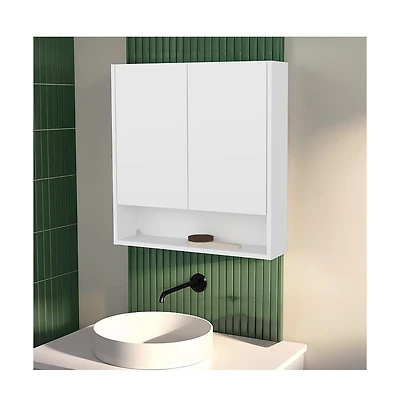 Fm Furniture Gaviota Wall-Mounted Medicine Cabinet, Two Doors, Three Interior Shelves, Modern Bathroom Storage Unit, White
