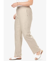 Woman Within Women's Tall Straight Leg Linen Pant