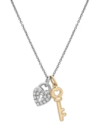 Macy's Diamond Pendant Necklace (1/10 ct. t. w.) in Sterling Silver and Gold Over Silver