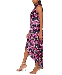 CeCe Women's Draped Satin Tie Back Halter Midi Dress