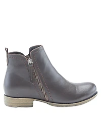 Spring Step Oziel Leather Bootie with Decorative Zipper and Chunky Sculpted Heel