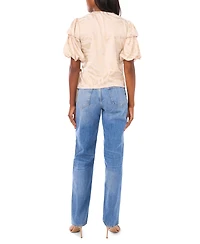 Vince Camuto Women's Bubble Sleeve V-Neck Wrap Tie Top