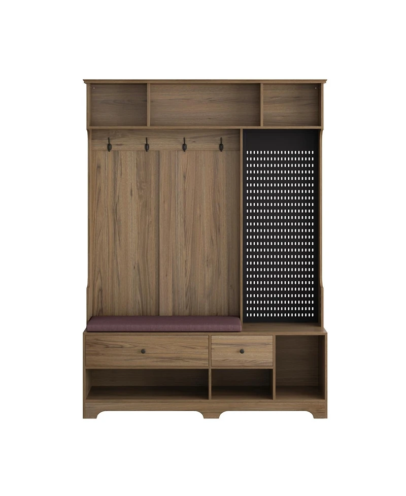 Streamdale Furniture Multi-Purpose Hall Tree Bench, Coat Rack, Shelves, Pegboard