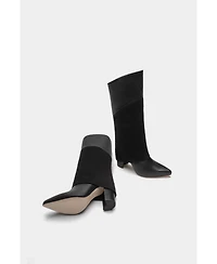 Leather Tall Overlay Boots Vanilla By Dante