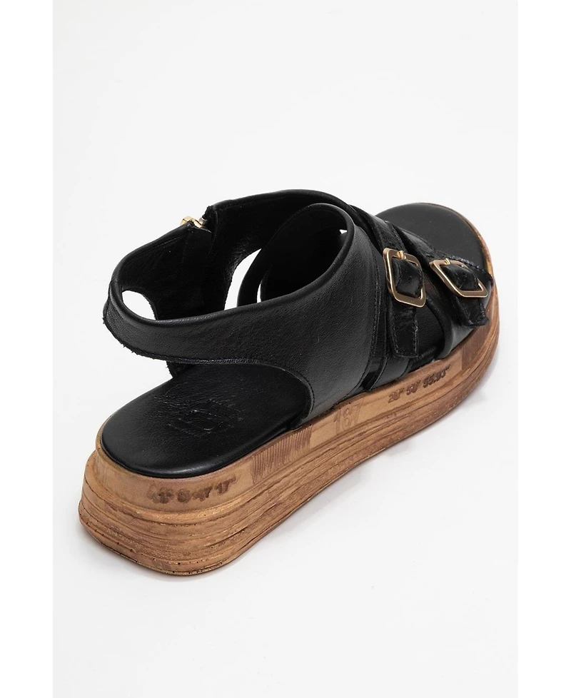 Forever & Always Shoes Levine Leather Buckled Side-Zip Sandal (Women)