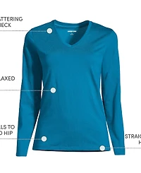 Lands' End Women's Supima Cotton Long Sleeve V-Neck T-Shirt