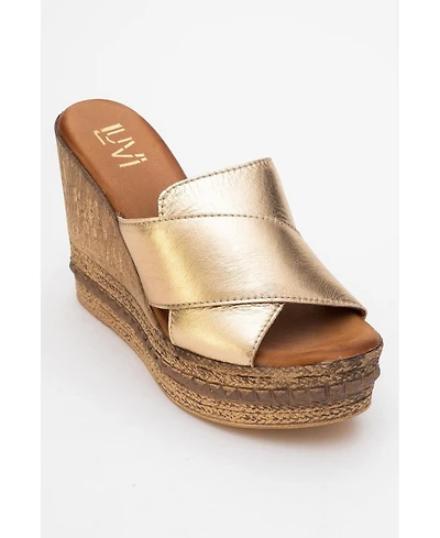 Forever & Always Shoes Lois Wedge Leather Sandal (Women)
