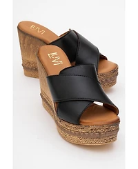 Forever & Always Shoes Lois Wedge Leather Sandal (Women)