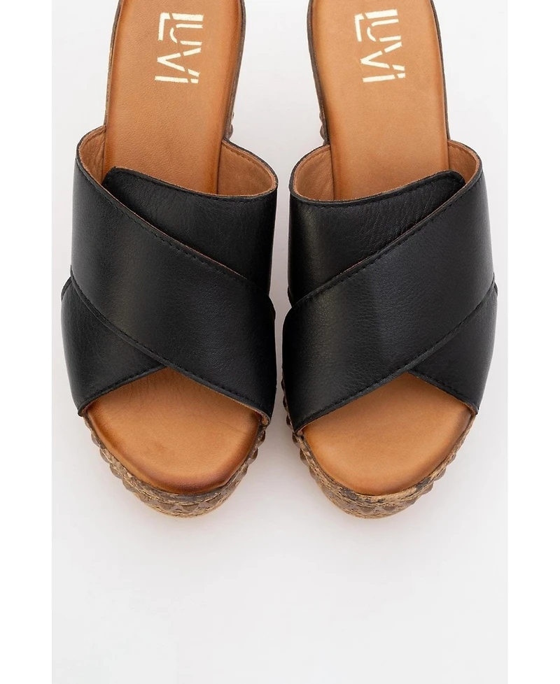 Forever & Always Shoes Lois Wedge Leather Sandal (Women)