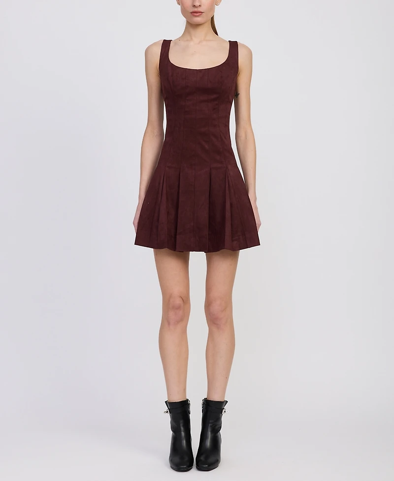 En Saison Women's Delphine Pleated A-line Mini Dress